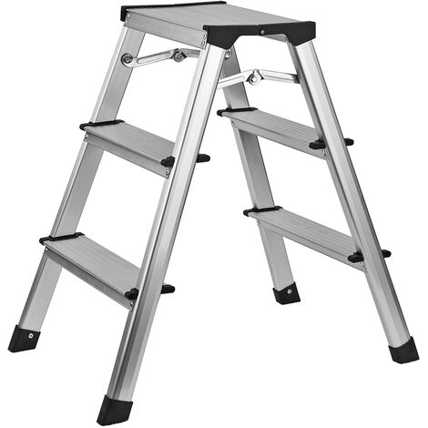 Alu Klapptritt Haushaltsleiter 2 x 3 Stufen max. 150 kg max. Steighöhe 61 cm