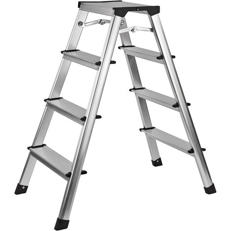 Alu Klapptritt Haushaltsleiter 2 x 4 Stufen max. 150 kg max. Steighöhe 81 cm