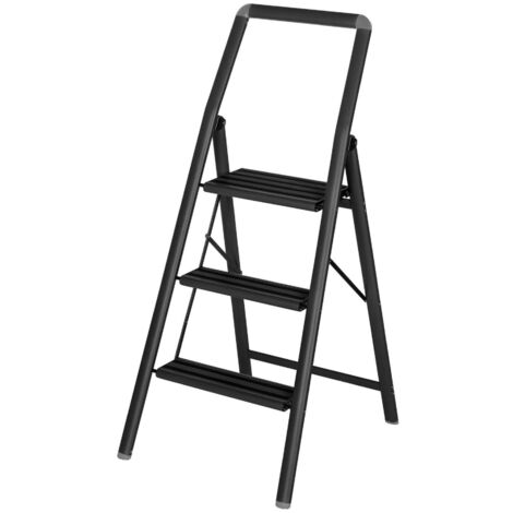 Alu-Klapptrittleiter Compact 3-stufig 48x114,5x6cm schwarz