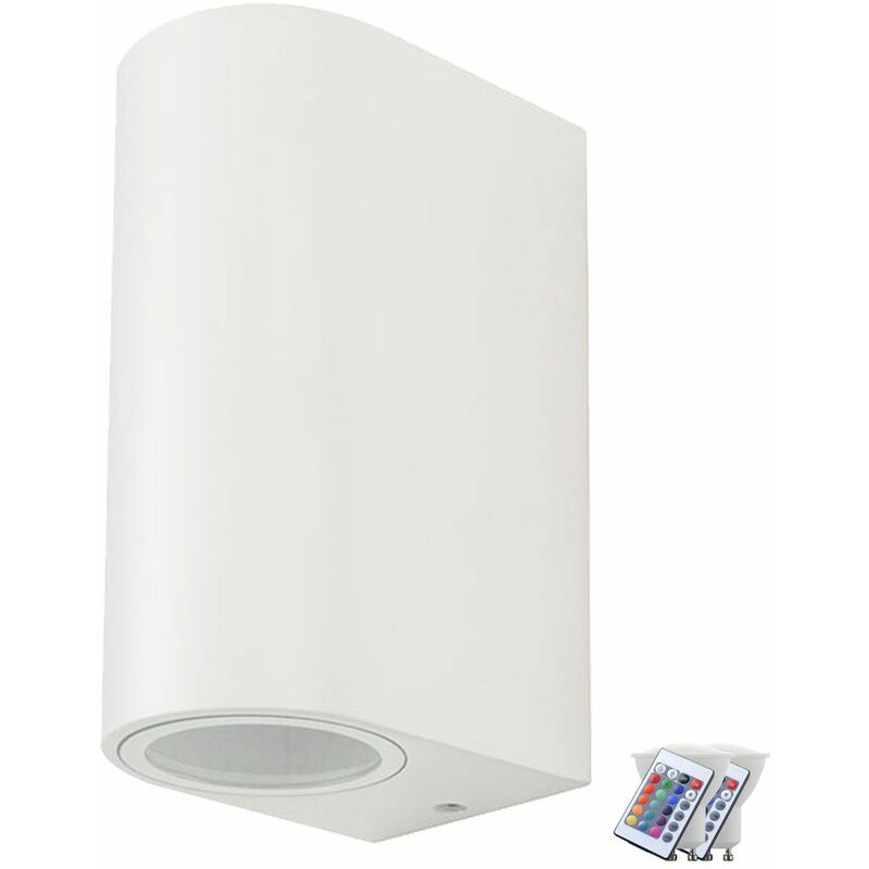 

Lámpara de pared ALU con control remoto para exteriores UP DOWN Focos de jardín regulables en un juego que incluye lámparas LED RGB