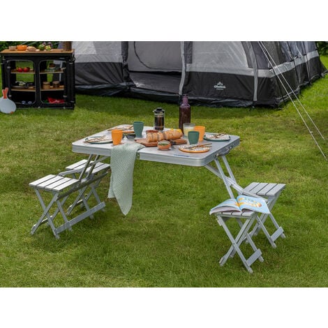 ALU Picknicktisch-SET mit 4 Sitzen ARKANSAS klappbar, tragbar