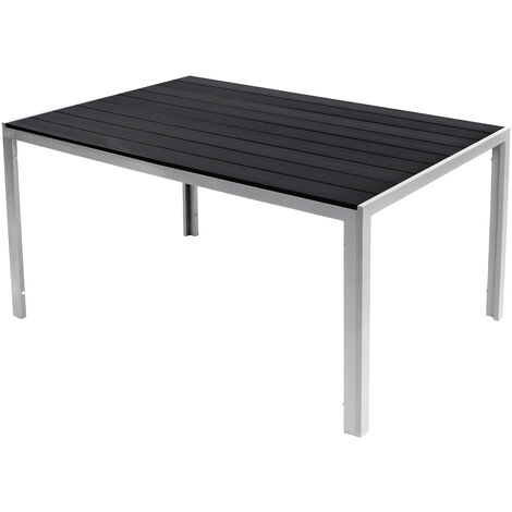 Alu Polywood Gartentisch silber/schwarz 90/150/180cm-D726898-var