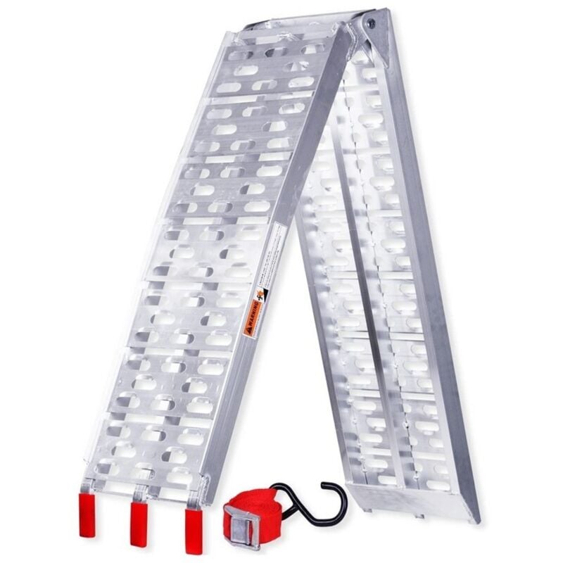 Pliable Rampe de Chargement en Aluminium pour Véhicules à Moto Quads Remorques (226x28.5x15cm)