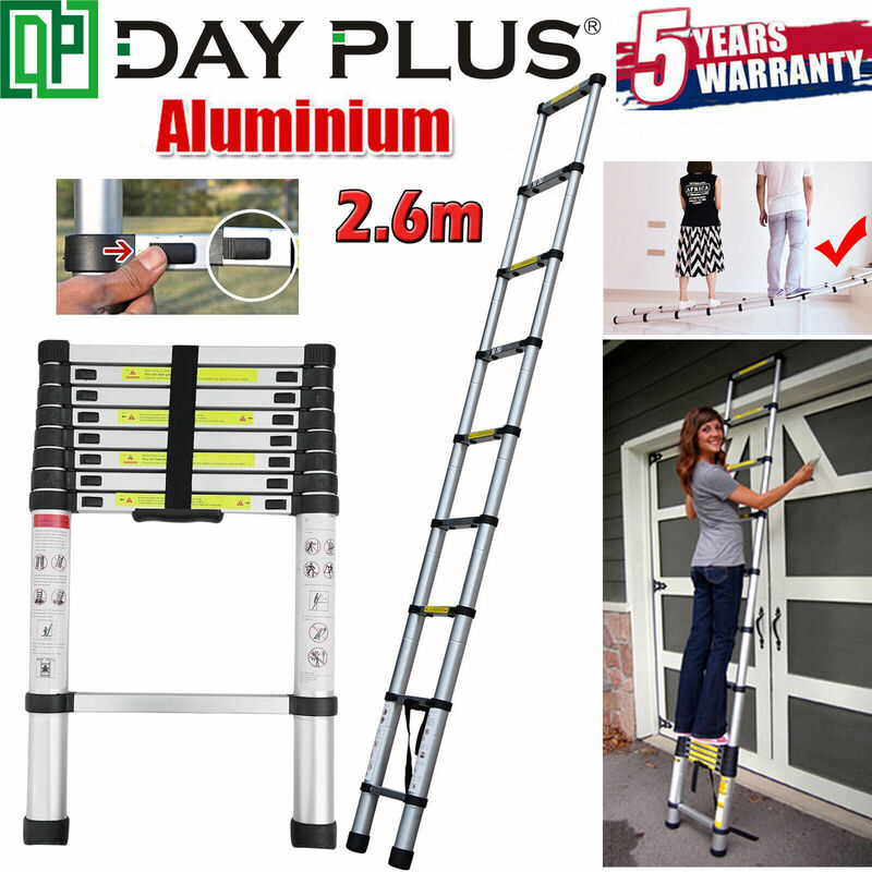 Image of Dayplus - Alu Teleskopleiter Ausziehbar Höhe Telescopic Ladder 150kg Stabil Profi Leitern 8.5ft
