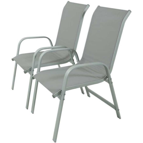 Alu/Textilene-Gartensessel Porto - Phoenix - Hellgrau - 2er-Set
