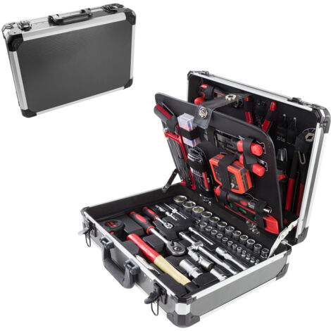 Alu Werkzeugkoffer mit Werkzeug 176tlg Set Aluminium Werkzeugkasten Werkzeugsset