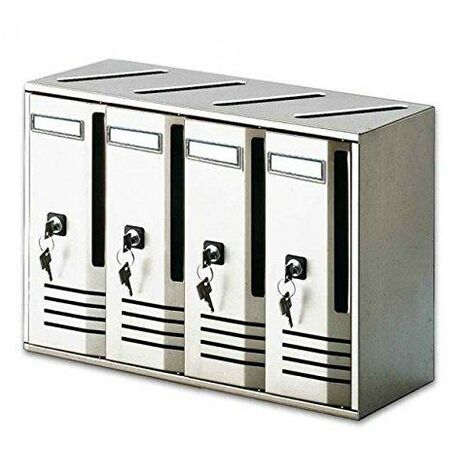 Alubox Casellari Postali con 4-Box ARGENTO  BLOCCHIERA CUBO C4