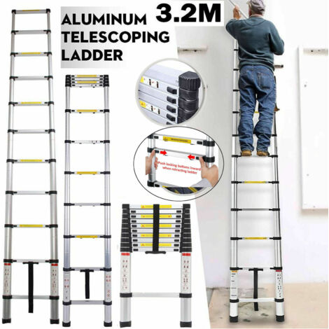 Aluminim Mehrzweckleiter 3.2M Hatch Dachgeschoss Treppe Loft Leiter ,11 Leiterschritte