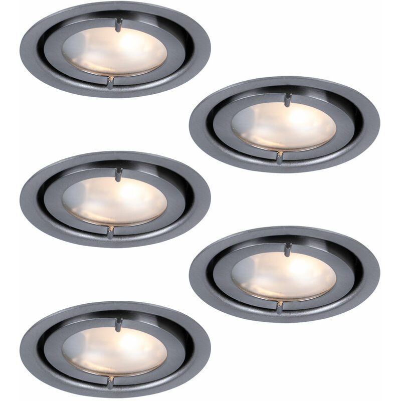 

Conjunto de 5 focos empotrables para muebles focos redondos de aluminio cepillado salón móvil Paulmann 935.16