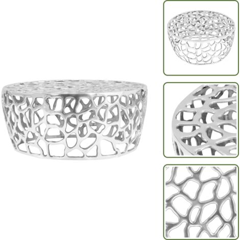 Aluminio fundido - vidaXL Mesa de centro de aluminio fundido plateado 70x30 cm - Diseño hueco