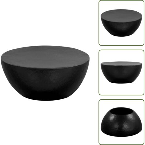 Aluminio martillado - vidaXL Mesa de centro de aluminio martillado negro 70x30 cm - Mesa decorativa