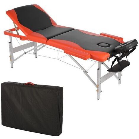 ALUMINIUM 3 ZONEN MASSAGELIEGE THERAPIELIEGE SCHWARZ ORANGE + TASCHE LIEGE