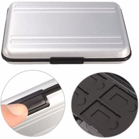 Aluminium Boîte Rangement à 8 Carte Mémoire Micro SD/SD/SDHC/SDXC Boîtier Housse Étui Stockage Protection Protecteur
