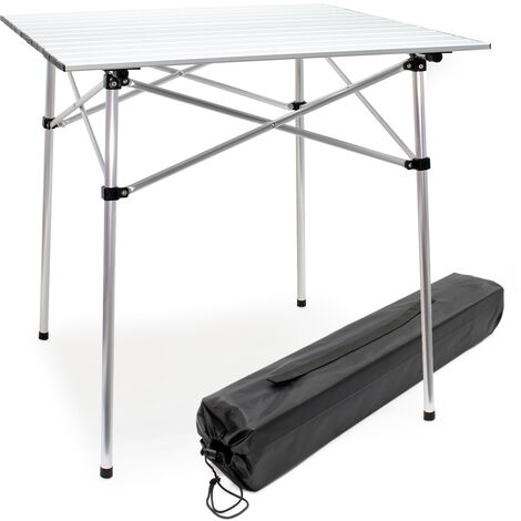 Aluminium Camping Rolltisch mit 70x69cm zusammenrollbarer Tischplatte und Transporttasche Falttisch