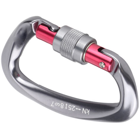 Aluminium-D-Ring-Karabiner zum Klettern und Verankern, Bruchfestigkeit 25 kN, Mehrzweckwerkzeug (Grau)