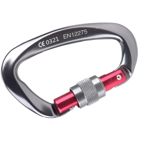 Aluminium-D-Ring-Karabiner zum Klettern und Wandern – 25 kN Sicherheitshaken (Grau)