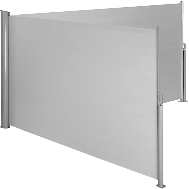 Aluminium double side awning privacy screen - privacy screen, garden privacy screen, patio awning - 160 x 600 cm - grey