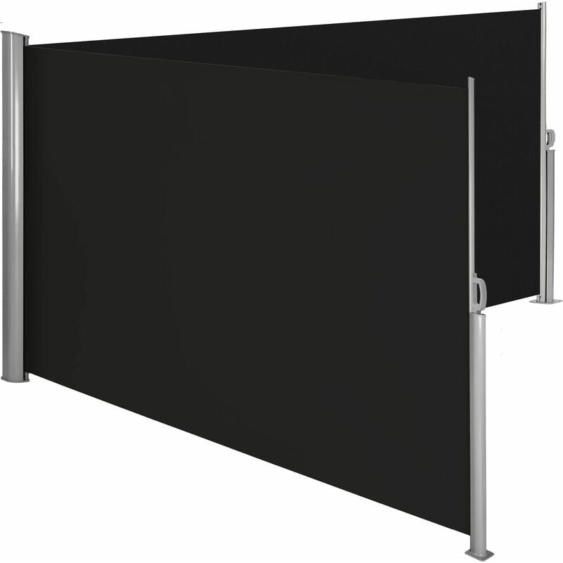 Aluminium double side awning privacy screen - privacy screen, garden privacy screen, patio awning - 160 x 600 cm - black