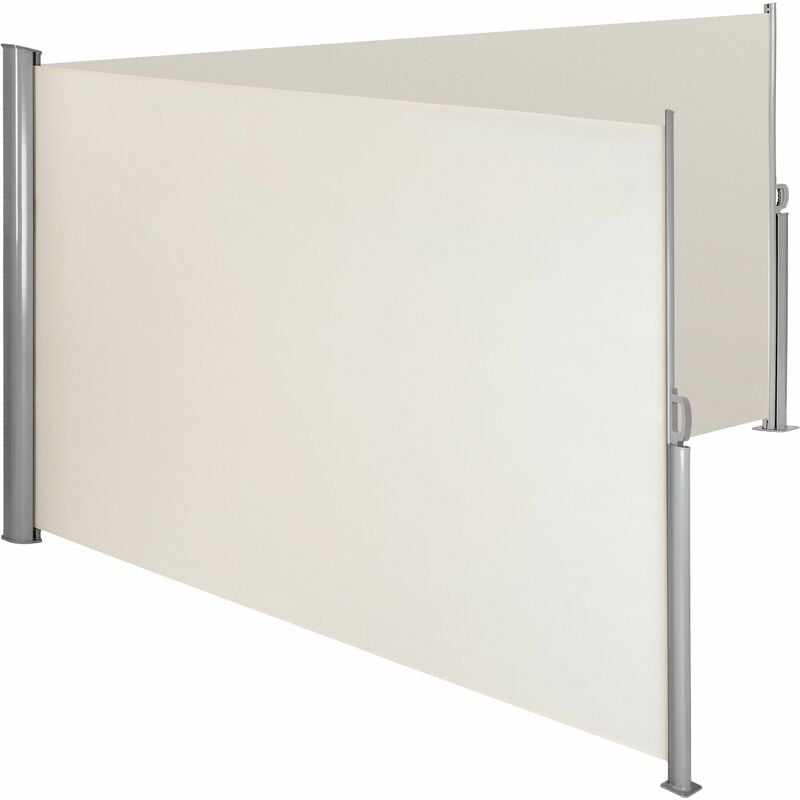Aluminium double side awning privacy screen - privacy screen, garden privacy screen, patio awning - 160 x 600 cm - beige