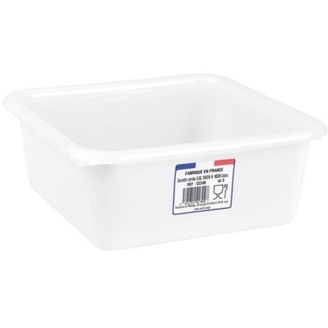 ALUMINIUM ET PLASTIQ - Cuvette carrée 24cm 3.5l blanc alimentaire