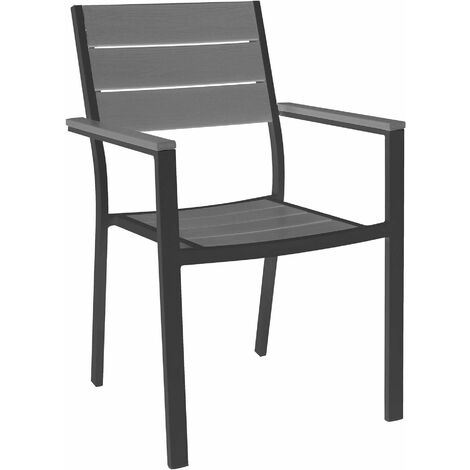 Aluminium exterile Sesselstuhl mit Sitzung und zurück im Polywood -Effekt Fotty - Black