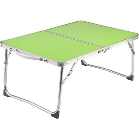 Aluminium Folding Camping Picnic Table, Small Garden Table for Outdoor Indoor BBQ Party, Laptop Bed Sofa Tray Table, Compact Foldable Desk with Handle for Easy Carry & Storge
