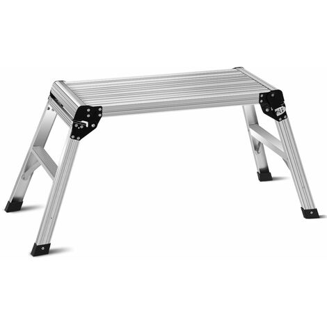 Aluminium Folding Work Platform Step Bench Ladder Extra Wide Platform Anti-slip