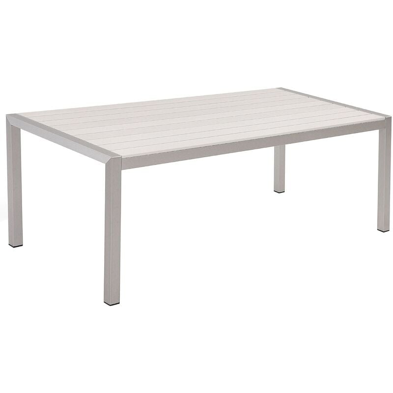 Outdoor Modern Dining Table for 6 People White Aluminium Frame 180 x 90 cm Vernio
