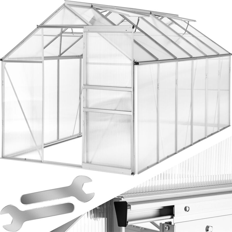 Greenhouse aluminium polycarbonate without foundation - polycarbonate greenhouse, walk in greenhouse, garden greenhouse - 375 x 185 x 195 cm