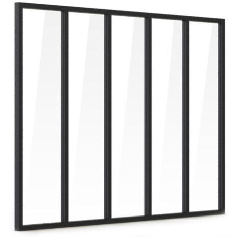 Aluminium-Indoor-Glasdach - 5 Glasscheiben - Schwarz - 173 x 123 cm