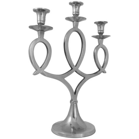 Aluminium Kerzenleuchter 3-armig 44cm - dekorativer und stilvoller Kerzenständer für Stumpfkerzen