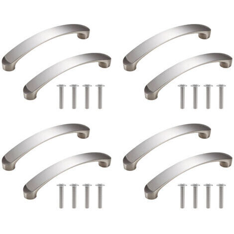 Aluminium Küchenschrankgriffe (96 mm), 8 Stück, silberne Schubladengriffe für Wohnzimmermöbel mit Schrauben