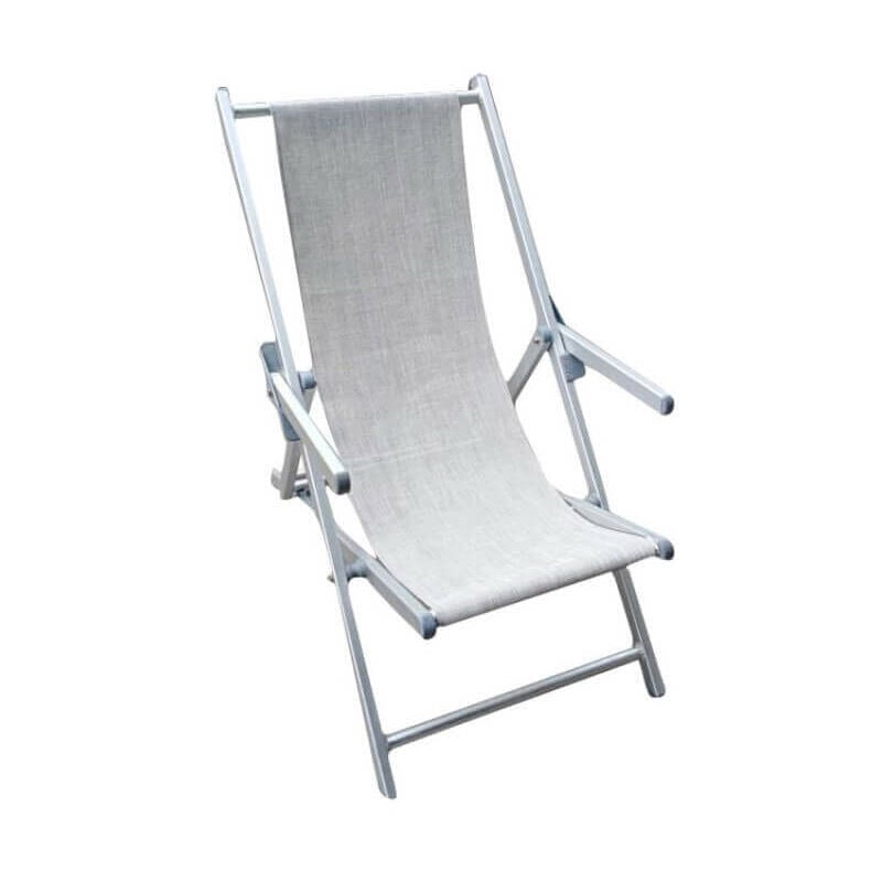 Aluminium Lido et chaise de terrasse de plage de Textilene avec accoudoirs réglables en 3 positions de ketch Grey - Grey