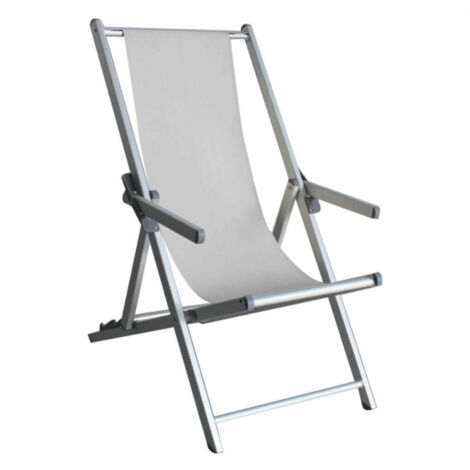 Aluminium Lido et chaise de terrasse de plage de Textilene avec accoudoirs réglables en 3 positions de ketch White
