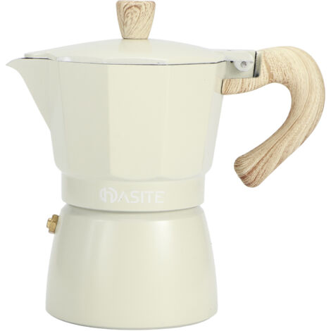 Aluminium Octagonal Coffee Pot Kettle Coffee Maker Moka Pot for Home Coffee Shop Faint Yellow150ML