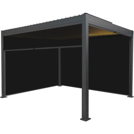Aluminium Pergola With Anthracite Blinds & LED Lights - 3m x 4m