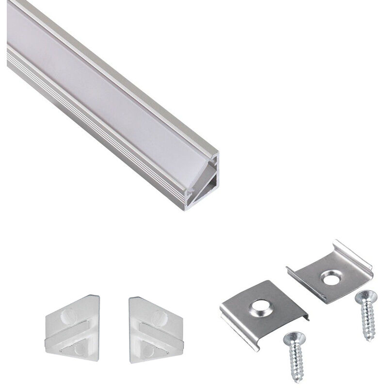 Aluminium Profile Corner 2m For led Lights Strip Opal Cover - Colour Aluminium - Pack of 5