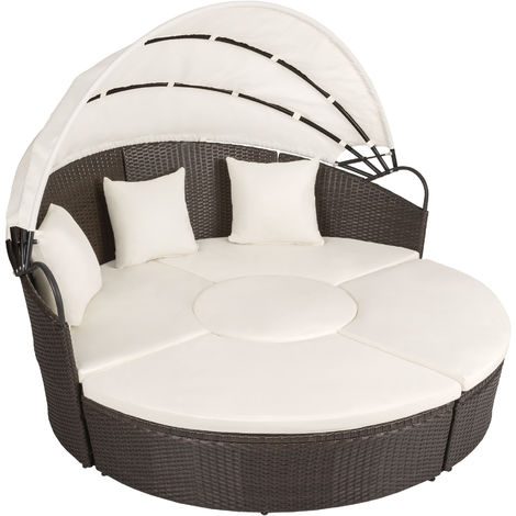 Rattan sun lounger island aluminium - garden lounge chair, sun chair, double sun lounger - antique brown