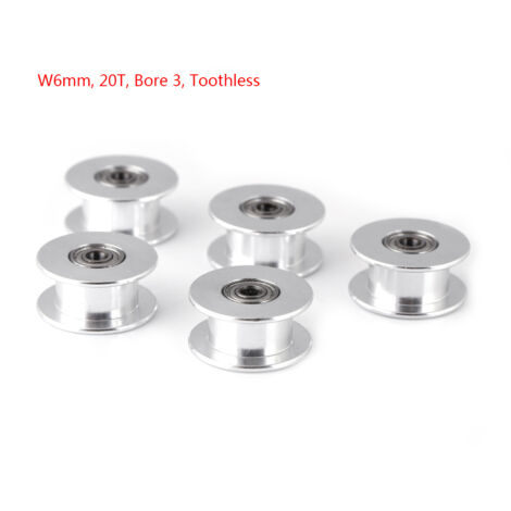Aluminium-Riemenscheiben 2GT für 3D-Druckerriemen (6 mm, 20 Zähne, 3 mm glatte Bohrung)