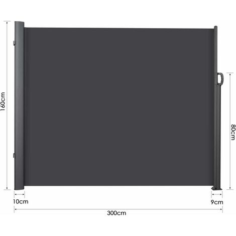 Aluminium side awning - privacy screen, garden privacy screen, patio awning - 280 g/m² 300X160cm cm (L x H) Homfa