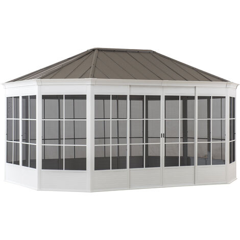 SUNJOY Aluminium/Stahl Gazebo BIRKETT in Weiß - 366cm x 488cm