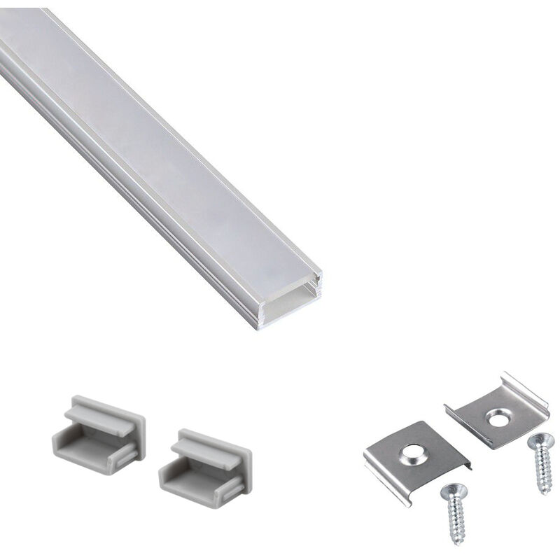 Aluminium Surface Profile 2M For LED Light Strip With Opal Cover - Colour Aluminium - Pack of 5