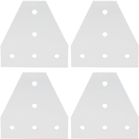Aluminium-T-Verbindungsplatte, Modell 203040, 5-Loch-Reparaturplatte für Aluminiumprofile, 4er-Set, silber