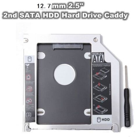 Aluminium Universel 12.7mm SATA 2.5 HDD SATA SDD Disque Dur Optique Bay Caddy Adaptateur Avec Tournevis