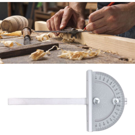 [Aluminium-Winkelmesser] + [Schweizer Winkel] + [180°] + [Schweizer Winkel] 180° drehbarer Aluminium-Winkel für die Holzbearbeitung, mit hochpräziser Skala und Sicherheitskante, Abmessungen: 18x9x2,2 