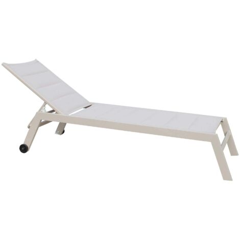 Aluminiumbett stapelbarer Garten mit verstellbarer Rückenlehne und Sitz in Marbella gepolstert Textilene - Beige