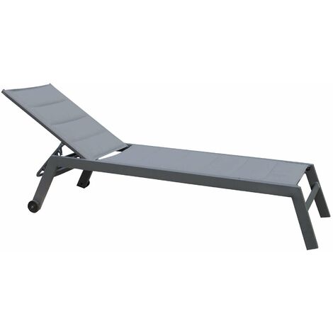 Aluminiumbett stapelbarer Garten mit verstellbarer Rückenlehne und Sitz in Marbella gepolstert Textilene - Black