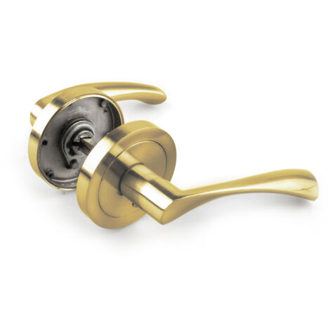 Aluminiumgriff mit Rosette, 65 mm, gebogenes Griffschloss, glänzendes Gold