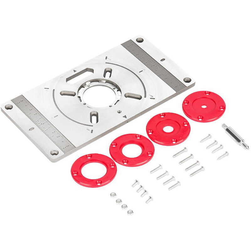 Aluminiumlegierung Router Tisch Einlegeplatte Trimmmaschine Gravierwerkzeug Flip Board mit 4 Ringen fur die Holzbearbeitung,Modell:rot