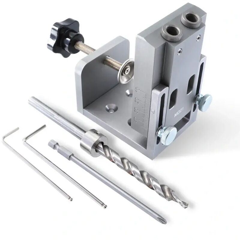 Image of Aluminiumlegierung-Taschenloch-Vorrichtungssatz mit 9-mm-Stufenbohrer, Holzdübelvorrichtung